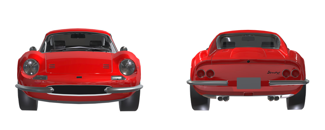 Ferrari 246 Dino GTS 3D VR aanzicht klik hier