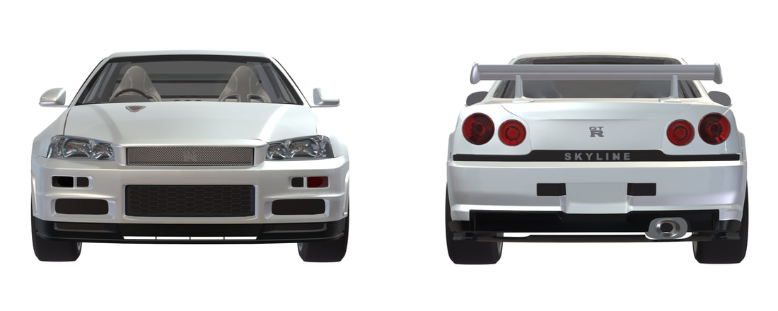 Nissan Skyline GTR R34 3D VR Aanzicht Klik hier